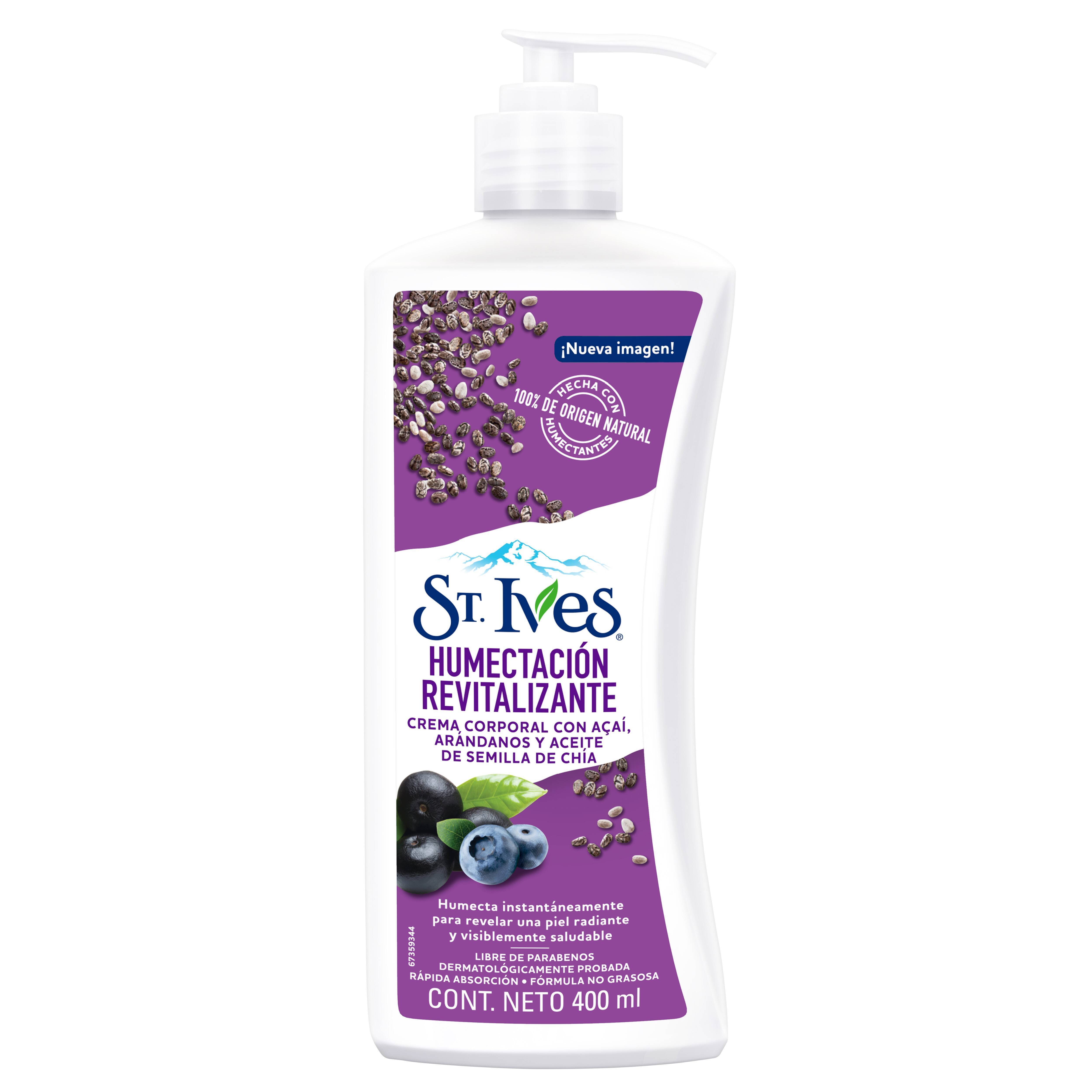 ST.IVES $4.990 Crema Corporal Humectación Revitalizante con AcaÍ, Arándanos y Aceite de Semilla de Chía 400 ML
